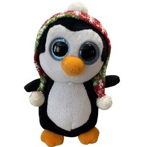 Ty Beanie Boos‎ Igloo Penguin Plush Toy Holiday Hat Glitter Eyes Collectible